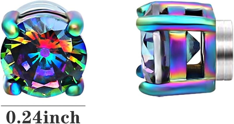 NEWITIN 6 Pairs Stainless Steel Magnetic Stud Earrings for Men Clip on Earring Magnetic Earring Unisex Non Piercing CZ Magnet Studs Diamond Earrings for Women Men - Image 2